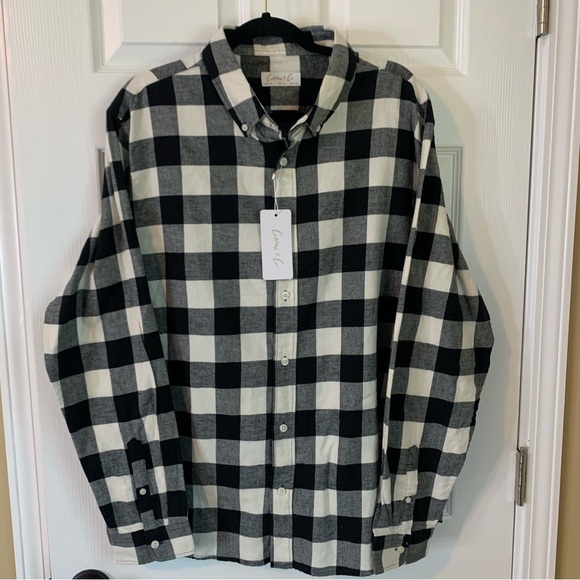 NWT Cotton & Co Black and White Checkered Long Sleeve Button Down Shirt, size XL - Picture 9 of 9